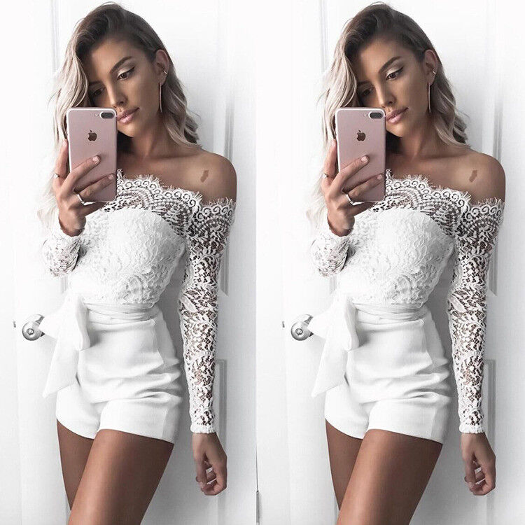 off the shoulder long sleeve playsuit